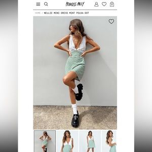 Princess Polly Nellie Mini Dress
    in Mint Polka Dot